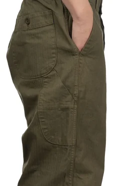 Best OrSlow Wide Fit French Work Pants - Army Green