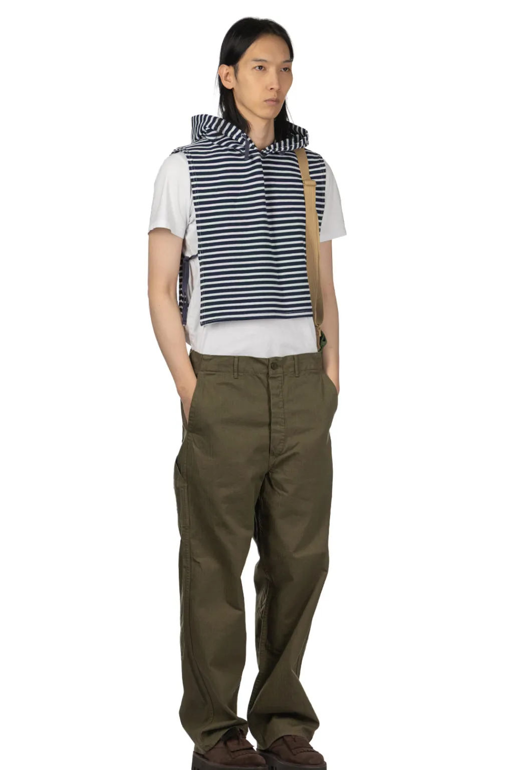 Best OrSlow Wide Fit French Work Pants - Army Green