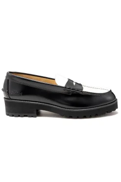 Fashion Kenford Fine Shoes Women's Tank Sole Loafers - Black White