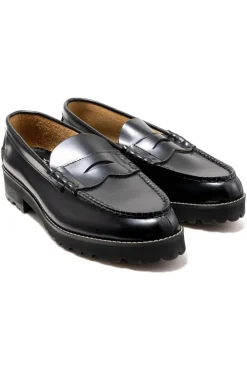 Clearance Kenford Fine Shoes Women's Tank Sole Loafers - Black