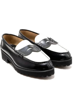 Fashion Kenford Fine Shoes Women's Tank Sole Loafers - Black White