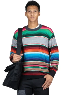 New Junya Watanabe MAN Wool Jersey Stripe Sweater - Multi x Charcoal Gray