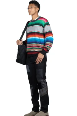 New Junya Watanabe MAN Wool Jersey Stripe Sweater - Multi x Charcoal Gray