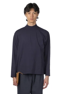 Outlet YLEVE Y : Cotton Jersey Mock Neck LS Tee - Navy