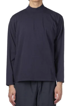 Outlet YLEVE Y : Cotton Jersey Mock Neck LS Tee - Navy