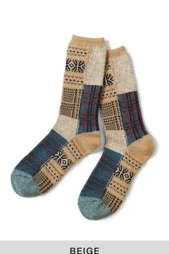 New Kapital 84 Yarns Patchwork Tweed Fairisle Socks - 3 Colors