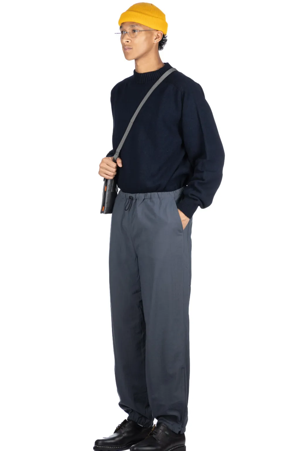 Fashion Still by Hand Zipped Hem Nylon Pants - Blue Grey